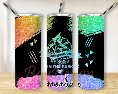 Motherhood is a Walk In the Park Rainbow 20 oz Skinny Tumbler Sublimation Designs For Straight/Tapered PNG Files Digital Download Sublimation BouDesign 