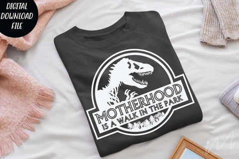 Motherhood is a walk in the park svg, Motherhood t shirt svg, mom t shirt svg, gift for mom svg, mom cricut, happy mother's day t shirt, cut files,Jurassic park svg SVG Isabella Machell 