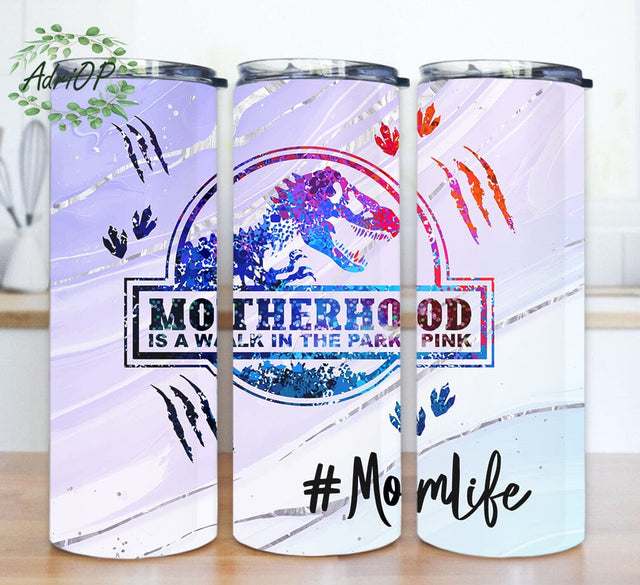 Motherhood Is A Walk In The Park Tumbler Png, Dinosaur Tumbler Design, Momlife Design Png, Mother’s Day Gift, Instant Download Sublimation AdriOP 