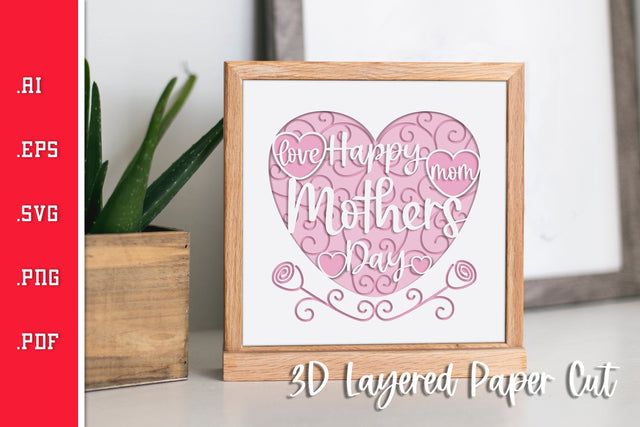 Mothers Day 3D Layered Paper Cut SVG SVG Slim Studio 
