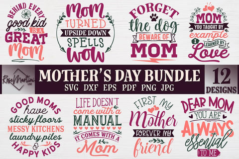 Mother's Day Bundle SVG cut files for cutting machines Cricut Silhouette SVG PNG Mother's Day SVG Mom Bundle SVG RoseMartiniDesigns 