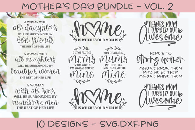 Mother's Day Bundle Vol. 2 - 10 Designs SVG Grace Lynn Designs 