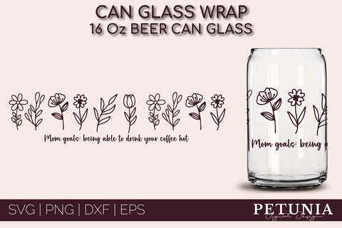 Flower Grandma for 24 oz Beer Glass Can Wrap, SVG