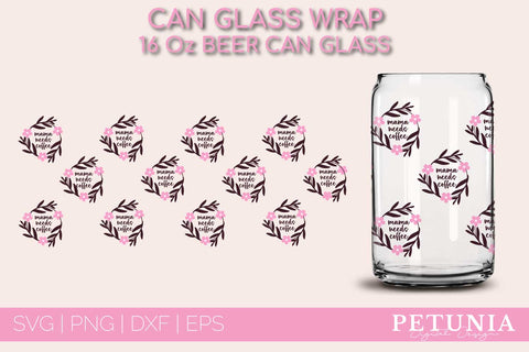 Flower Grandma for 24 oz Beer Glass Can Wrap, SVG