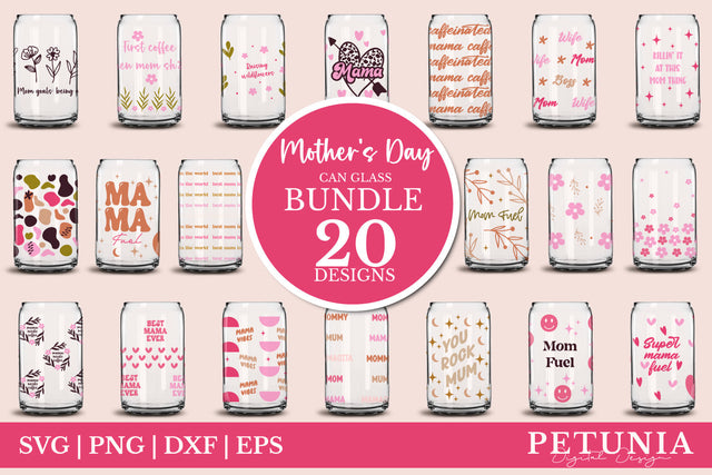 Mother's Day Can Glass Wrap SVG BUNDLE | Beer Can Glass Wrap SVG Petunia Digital Design 