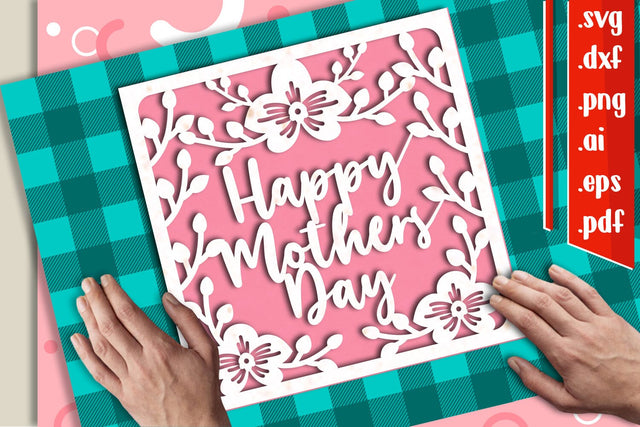 Mothers Day card 2 svg dxf eps ai png pdf 3D Paper zafrans studio 