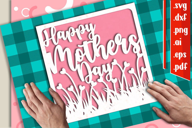 Mothers Day card 3 svg dxf eps ai png pdf 3D Paper zafrans studio 