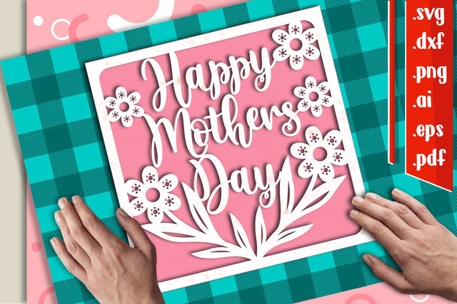 Mothers Day card 4 svg dxf eps ai png pdf 3D Paper zafrans studio 