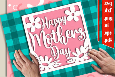 Mothers Day card 5 svg dxf eps ai png pdf 3D Paper zafrans studio 
