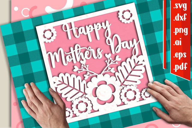 Mothers Day card 7 svg dxf eps ai png pdf 3D Paper zafrans studio 