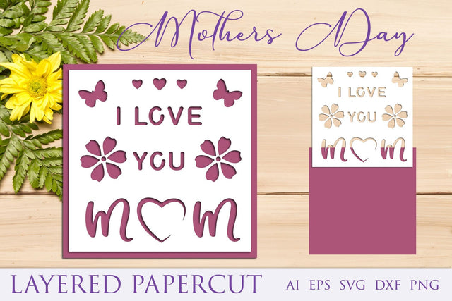 Mothers day card, I love you mom svg layered papercut 3D Paper AnastasiyaArtDesign 
