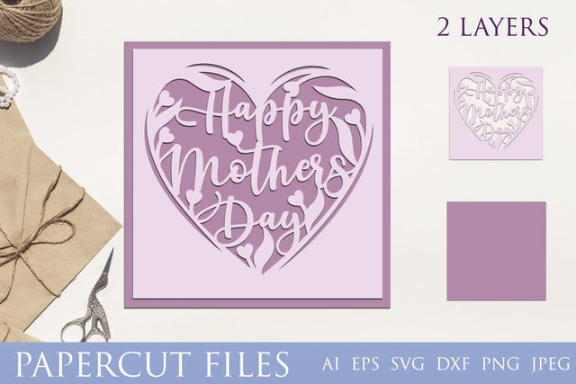 Mothers day card svg, Love you mom layered papercut template 3D Paper AnastasiyaArtDesign 