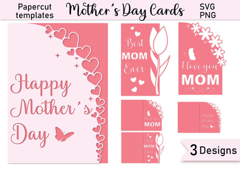 Mothers Day Card SVG | Papercut Greeting Cards 3D Paper ElenDesigns 