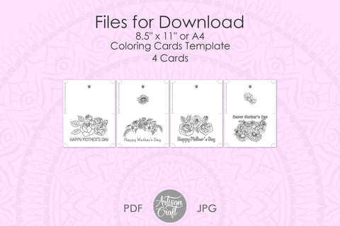 Mothers day coloring card, Happy Mothers Day card, daises, roses SVG Artisan Craft SVG 