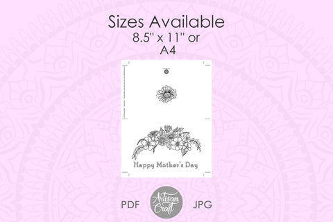 Mothers day coloring card, Happy Mothers Day card, daises, roses SVG Artisan Craft SVG 