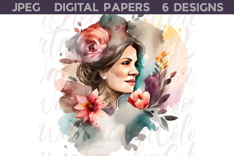 Mothers Day Digital Papers | Mama And Baby Illustration Digital Pattern WatercolorColorDream 