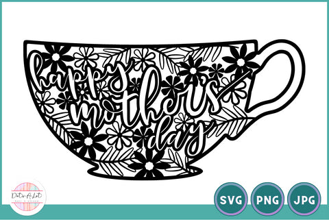 Mother's Day Flower Teacup Card SVG SVG Dots-A-Lot 