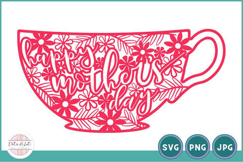Mother's Day Flower Teacup Card SVG SVG Dots-A-Lot 