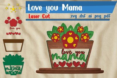 Mothers Day Flowers Pot Laser Cut SVG zafrans studio 