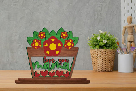 Mothers Day Flowers Pot Laser Cut SVG zafrans studio 