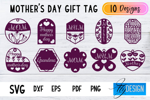 Mother’s Day Gift Tag SVG Design | Mom SVG Design | Gift Tag SVG File SVG Fly Design 