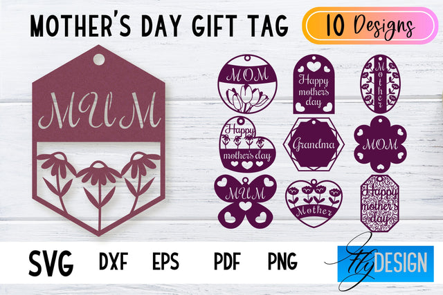 Mother’s Day Gift Tag SVG Design | Mom SVG Design | Gift Tag SVG File SVG Fly Design 
