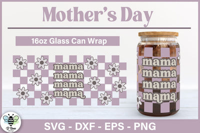 Mother's Day Glass Can SVG | Retro Mama Libbey Glass Wrap SVG B Renee Design 