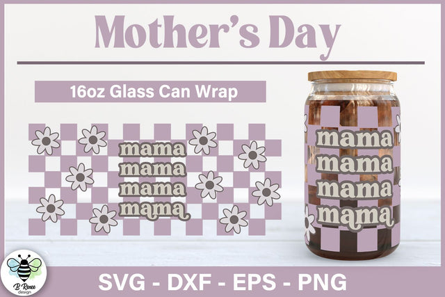 Mother's Day Glass Can SVG | Retro Mama Libbey Glass Wrap SVG B Renee Design 