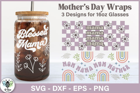 Mother's Day Glass Can SVG Wraps SVG B Renee Design 