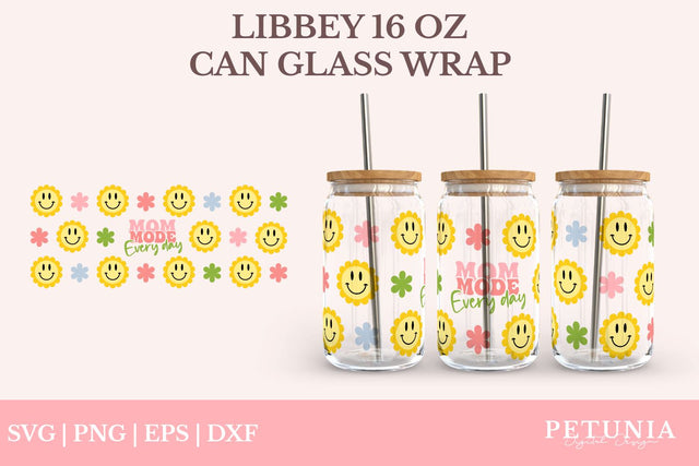 Mother's Day Glass Can Wrap SVG | Libbey Can Glass SVG SVG Petunia Digital Design 