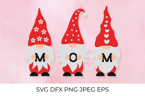 Mothers Day gnomes holding letters MOM SVG LaBelezoka 