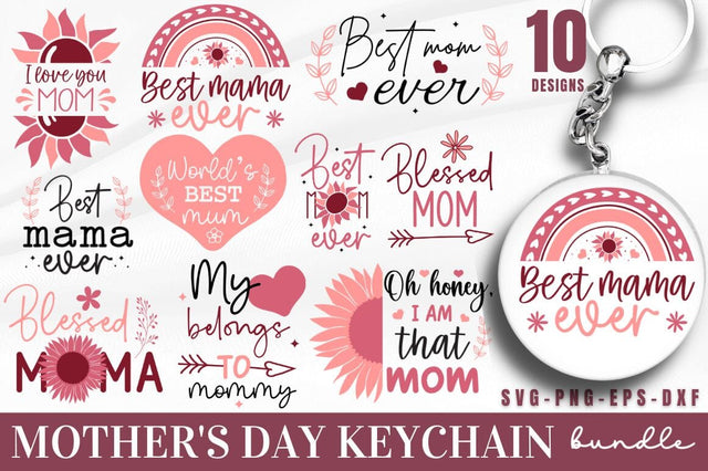 Mother's Day Keychain SVG Bundle SVG DESIGNISTIC 