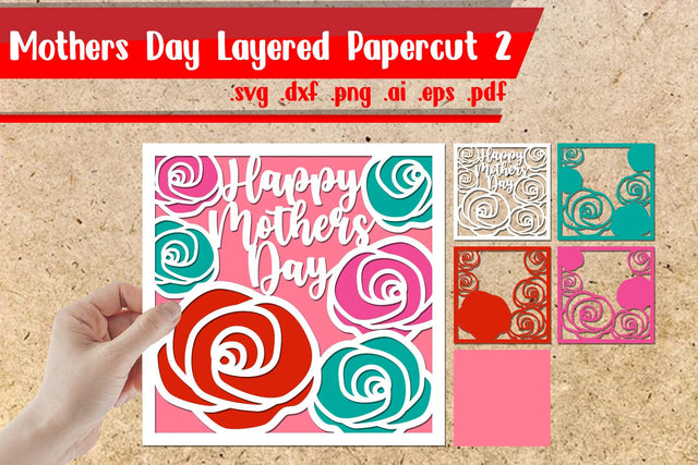 Mothers Day Layered Papercut 2 - svg dxf eps ai png pdf 3D Paper zafrans studio 