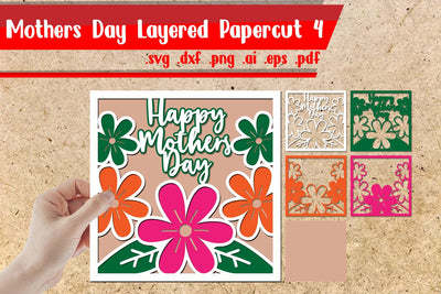 Mothers Day Layered Papercut 4 - svg dxf eps ai png pdf 3D Paper zafrans studio 