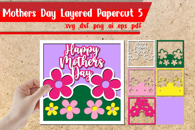 Mothers Day Layered Papercut 5 - svg dxf eps ai png pdf 3D Paper zafrans studio 
