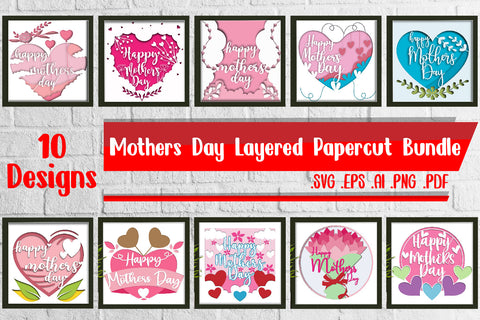 Mother's Day Layered Papercut BUNDLE svg eps png ai pdf 3D Paper zafrans studio 