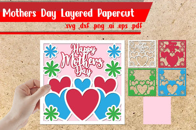 Mothers Day Layered Papercut - svg dxf eps ai png pdf 3D Paper zafrans studio 