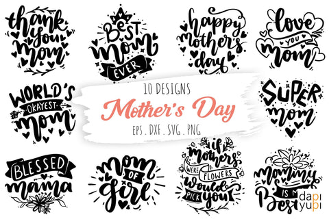 Mother's Day Lettering Quotes Bundle SVG dapiyupi store 