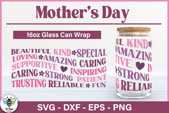 Mother's Day Libbey Glass Wrap | Mother's Day Word Cloud SVG SVG B Renee Design 