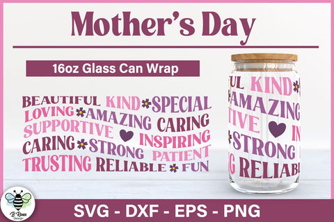 Mother's Day Libbey Glass Wrap | Mother's Day Word Cloud SVG SVG B Renee Design 