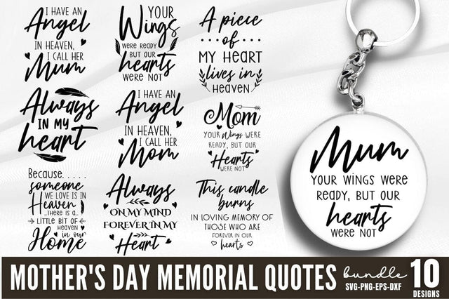 Mother's Day Memorial Quotes Bundle SVG DESIGNISTIC 