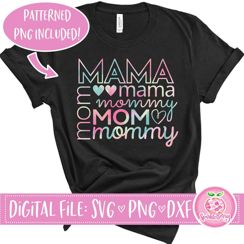 Mother's Day "Mom" Wordart SVG DXF Cut file | PNG for Print and Sublimation SVG SparkleBerry 