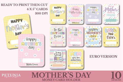 Mother's Day Money Card Bundle | Mother's Day Card Sublimation Petunia Digital Design 