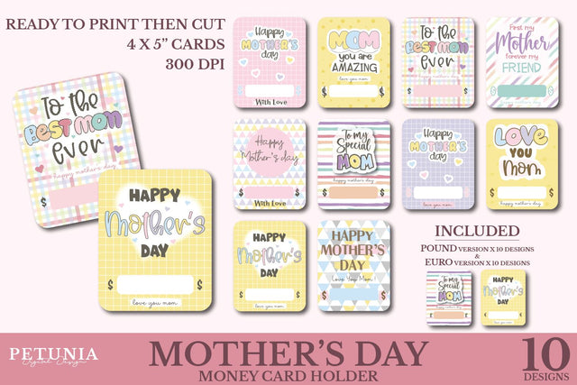 Mother's Day Money Card Bundle | Mother's Day Card Sublimation Petunia Digital Design 