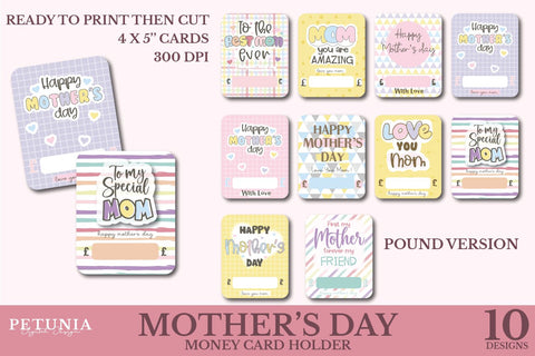 Mother's Day Money Card Bundle | Mother's Day Card Sublimation Petunia Digital Design 