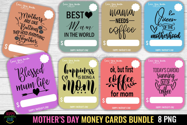 Mother's Day Money Cards Bundle I Mother's Day Money Holder SVG Happy Printables Club 