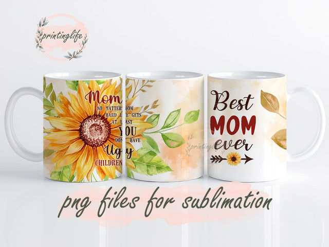 Mothers Day Mug, Birthday Gifts for Mom & Mothers Day Gifts From Daughter Son, Sunflower Floral Mom Mug Sublimation PrintingLife 