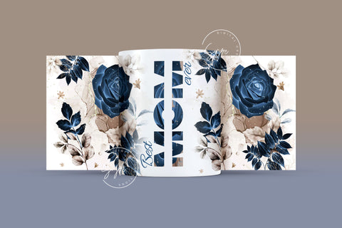 Mother's Day Mug Wrap Design, Add Kids Names, Blue Gold Floral Mug, Mug For Mom, Gift for Mother, 11 & 15 Oz Mug Cricut Press Sublimation Sublimation Syre Digital Creations 