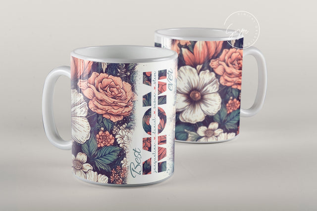 Mother's Day Mug Wrap Design, Add Kids Names, Floral Mug Wrap, Mug For Mom, Gift for Mother, 11 & 15 Oz Mug Cricut Press Sublimation Sublimation Syre Digital Creations 
