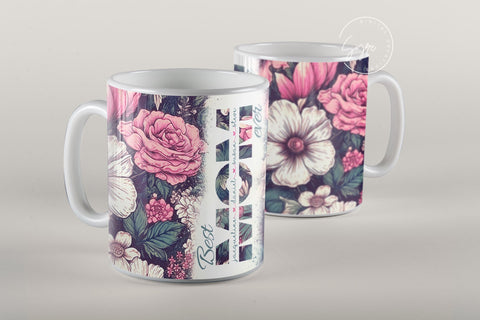 Mother's Day Mug Wrap Design, Add Kids Names, Floral Mug Wrap, Mug For Mom, Gift for Mother, 11 & 15 Oz Mug Cricut Press Sublimation Sublimation Syre Digital Creations 